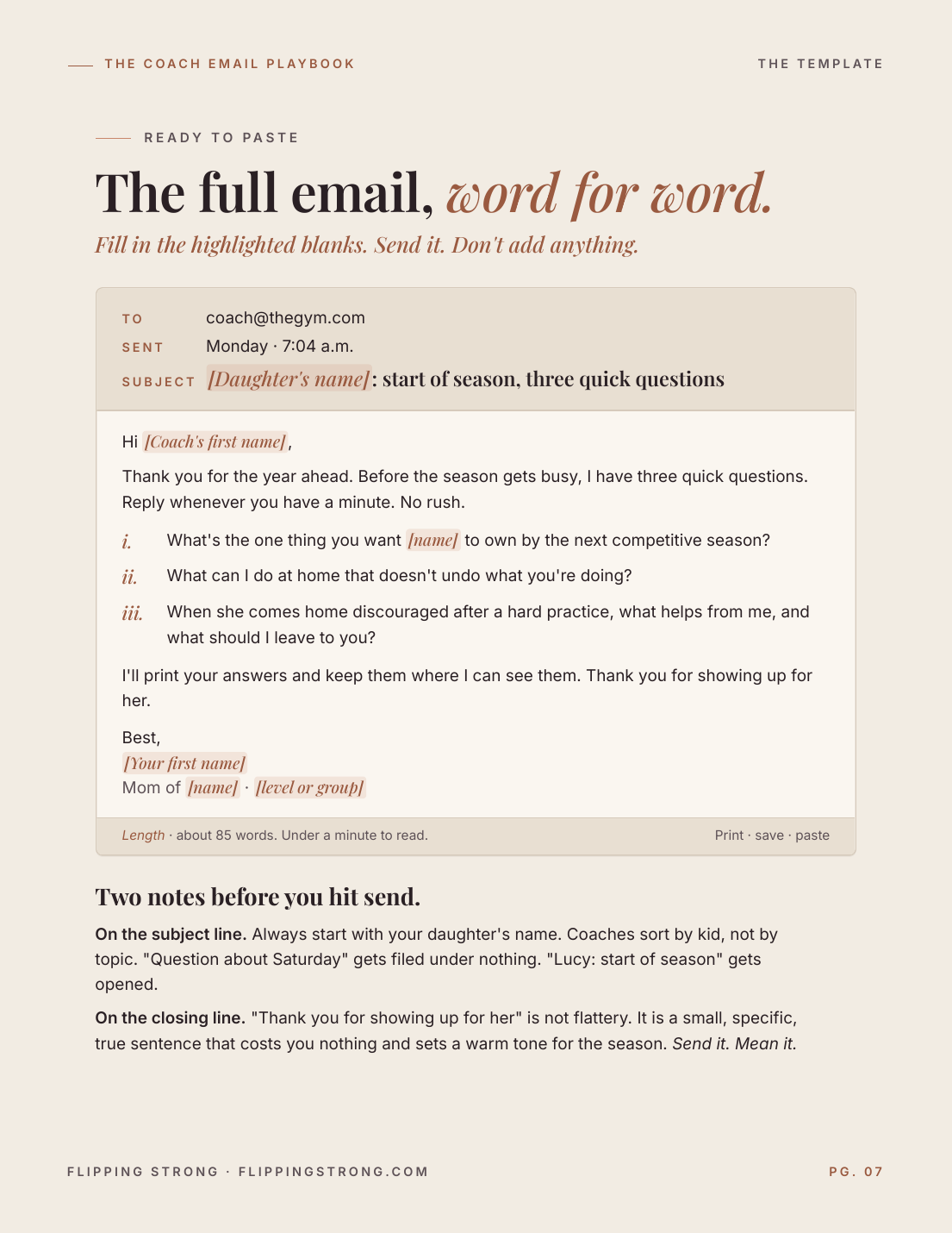 Page preview: The full email, word for word