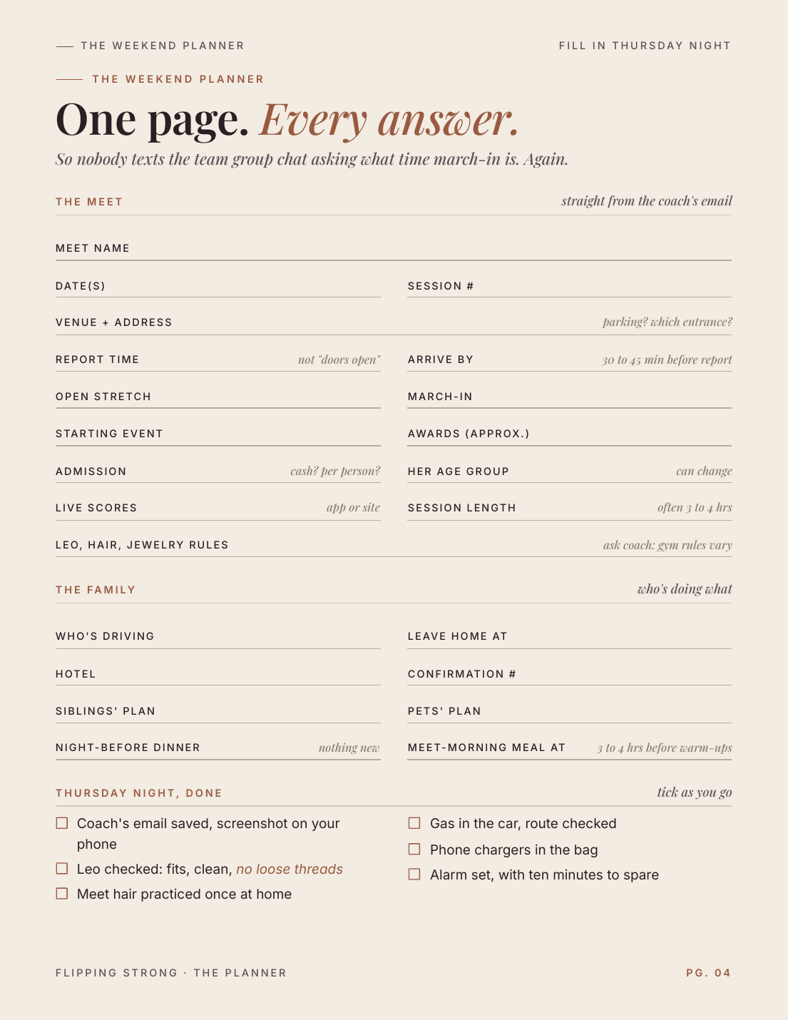 Page preview: The weekend planner