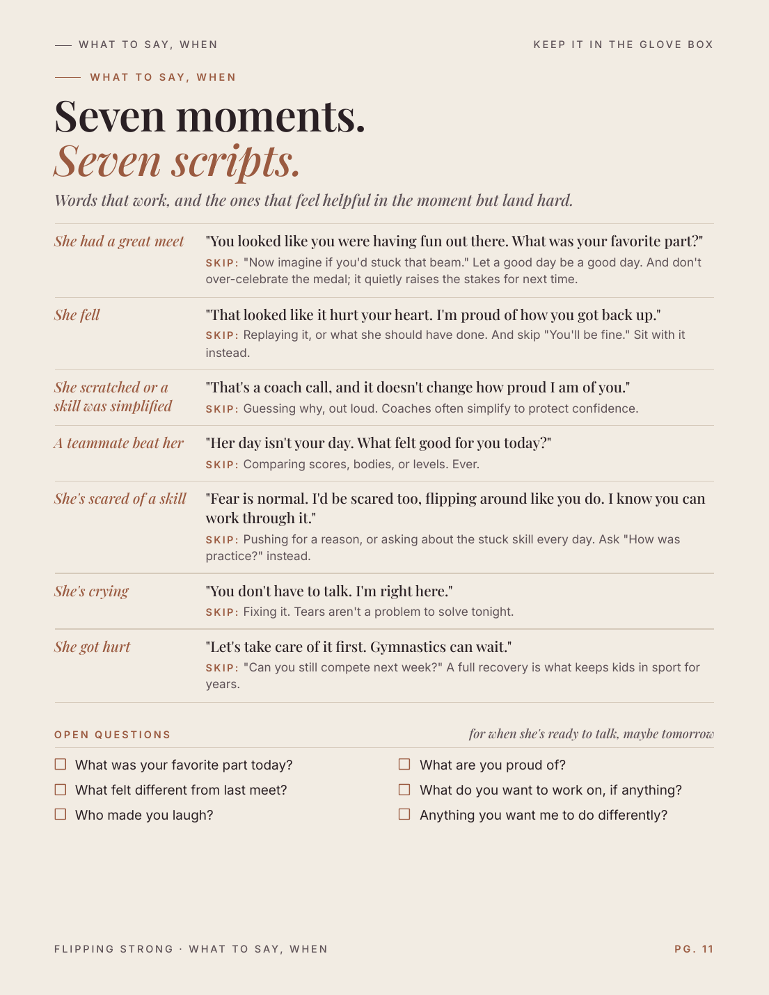 Page preview: What to say, when